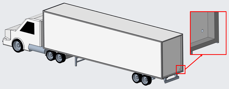 拖車中存在 CAD 瑕疵的卡車