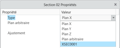 Boîte de dialogue de création d'une section