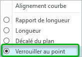 Menu de raccourcis du point de terminaison de reparamétrage