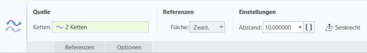 Registerkarte "Versatzkurve" mit verbessertem Ketten-Kollektor
