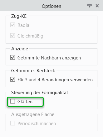 Registerkarte "Flächenoptionen" (Surface Options) mit Option "Glätten" (Smooth)