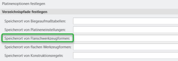 Abschnitt "Verzeichnispfade" der Blechoptionen