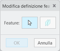 Finestra di dialogo Modifica definizione feature che mostra l'opzione per selezionare una feature differente.