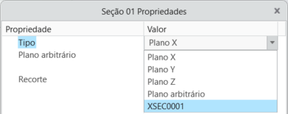 Caixa de diálogo para criar uma seção