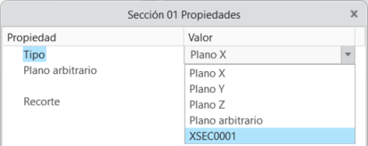 Cuadro de diálogo para crear una sección