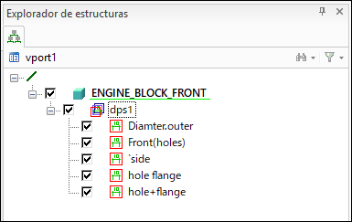 En el cuadro de diálogo Explorador de estructuras (Structure Browser) se muestran Creo Elements/Directplanos de documentación con caracteres que anteriormente no se soportaban.