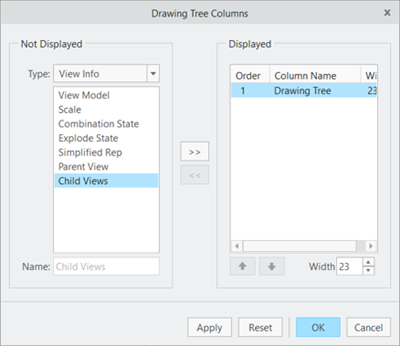 Add Columns to the Drawing Tree1