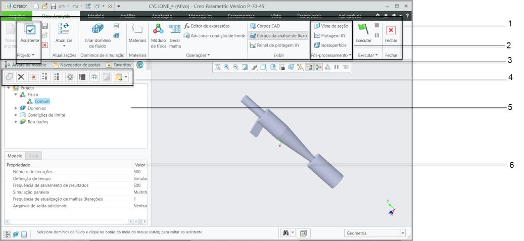Interface do Creo Flow Analysis
