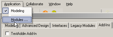 Activating the TestAddin