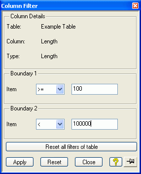 Display Table Filter Display Table Filter
