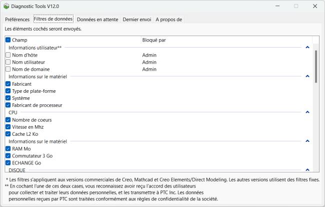 Préférences de l'Agent de qualité
