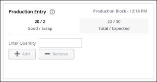 The Production Entry pane from the Production Dashboard main page.