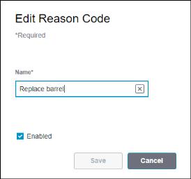 Edit Reason Code window.