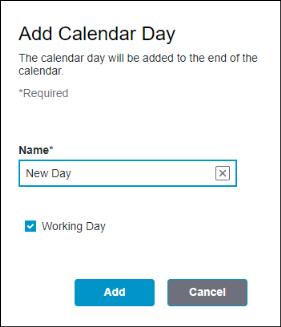 Add Calendar Day window.