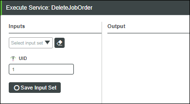 Input screen for the DeleteJobOrder service.
