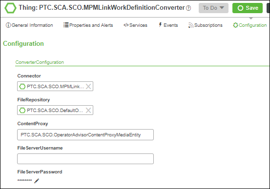 The MPMLink Work Definition Converter from ThingWorx Composer.
