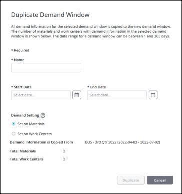 Duplicate Demand Window window.