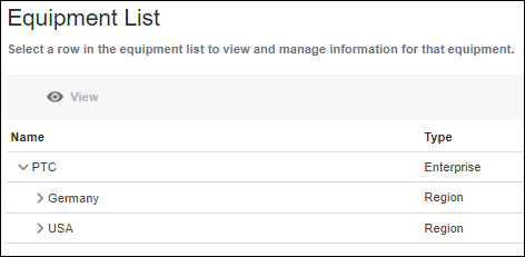 The Equipment List page.