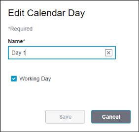 Fenêtre Modifier le jour du calendrier.