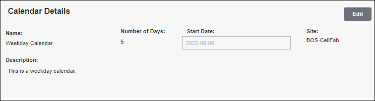 The identity pane of a calendar details page, in edit mode.
