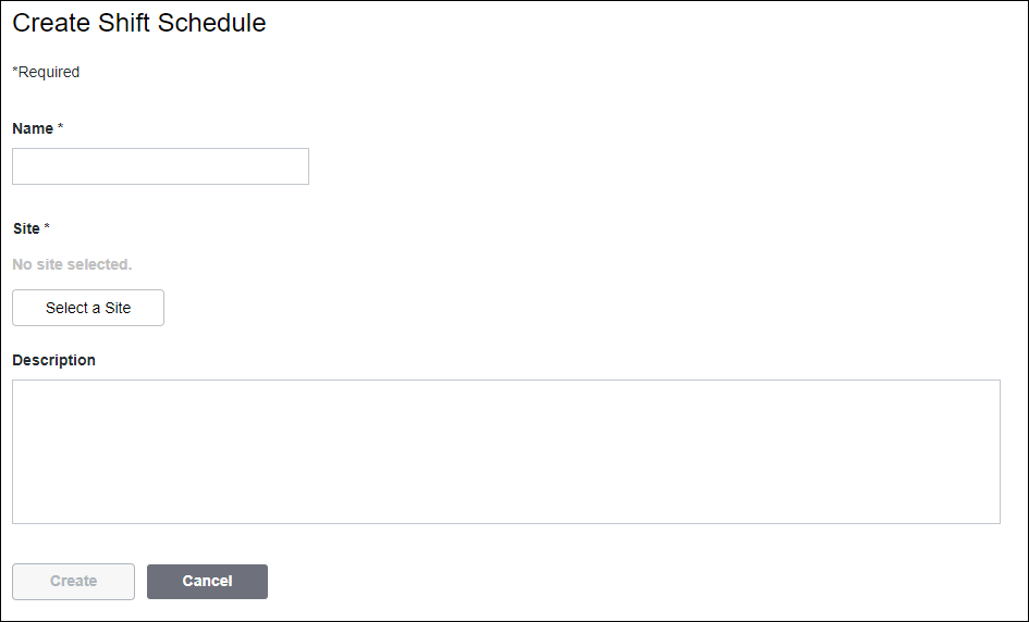 The Create Shift Schedule window.