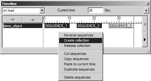 Create collection in Timeline dialog box