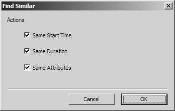 Find Similar dialog box for actions