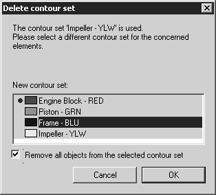 Example Delete contour set dialog box
