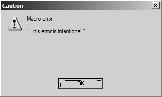 Example error message dialog box; no linecode string
