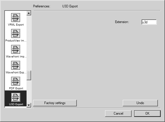 Preferences: U3D Export page