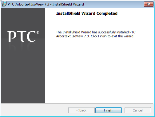 Arbortext IsoView installation wizard InstallShield Wizard Complete page