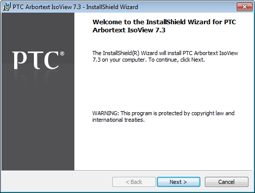 Arbortext IsoView7.3 - InstallShield Wizard dialog box