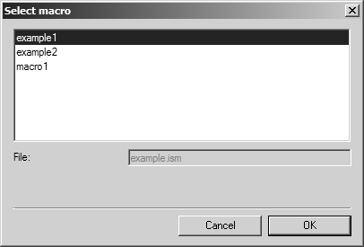 Select macro dialog box