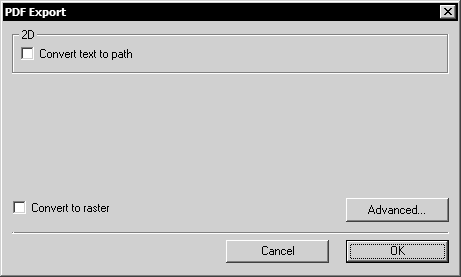 PDF Export dialog box