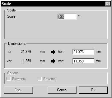 Scale dialog box