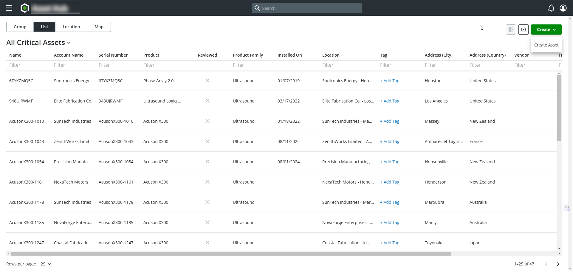 Asset List View