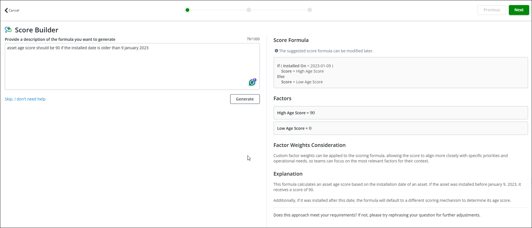 Score Builder Response