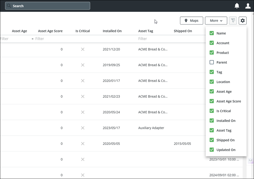 Select Asset Columns