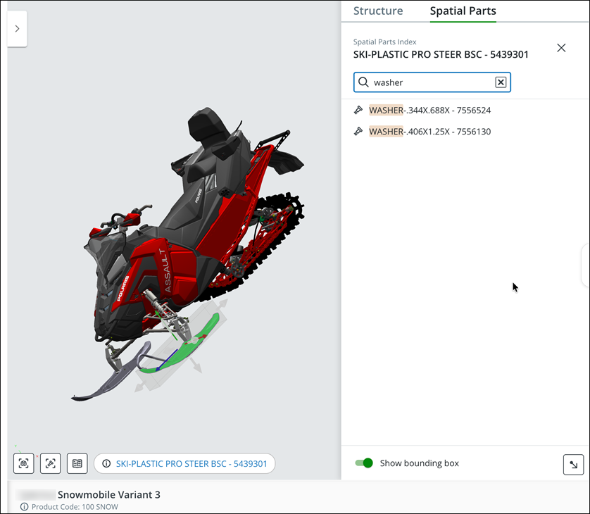 Search Field in Spatial Parts Index
