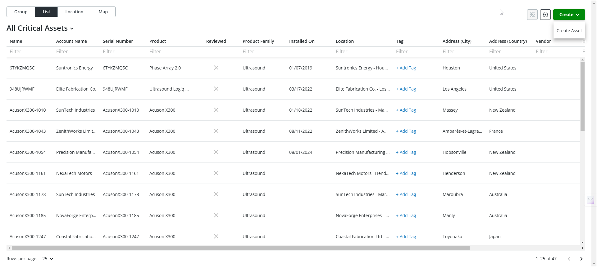 Asset List View