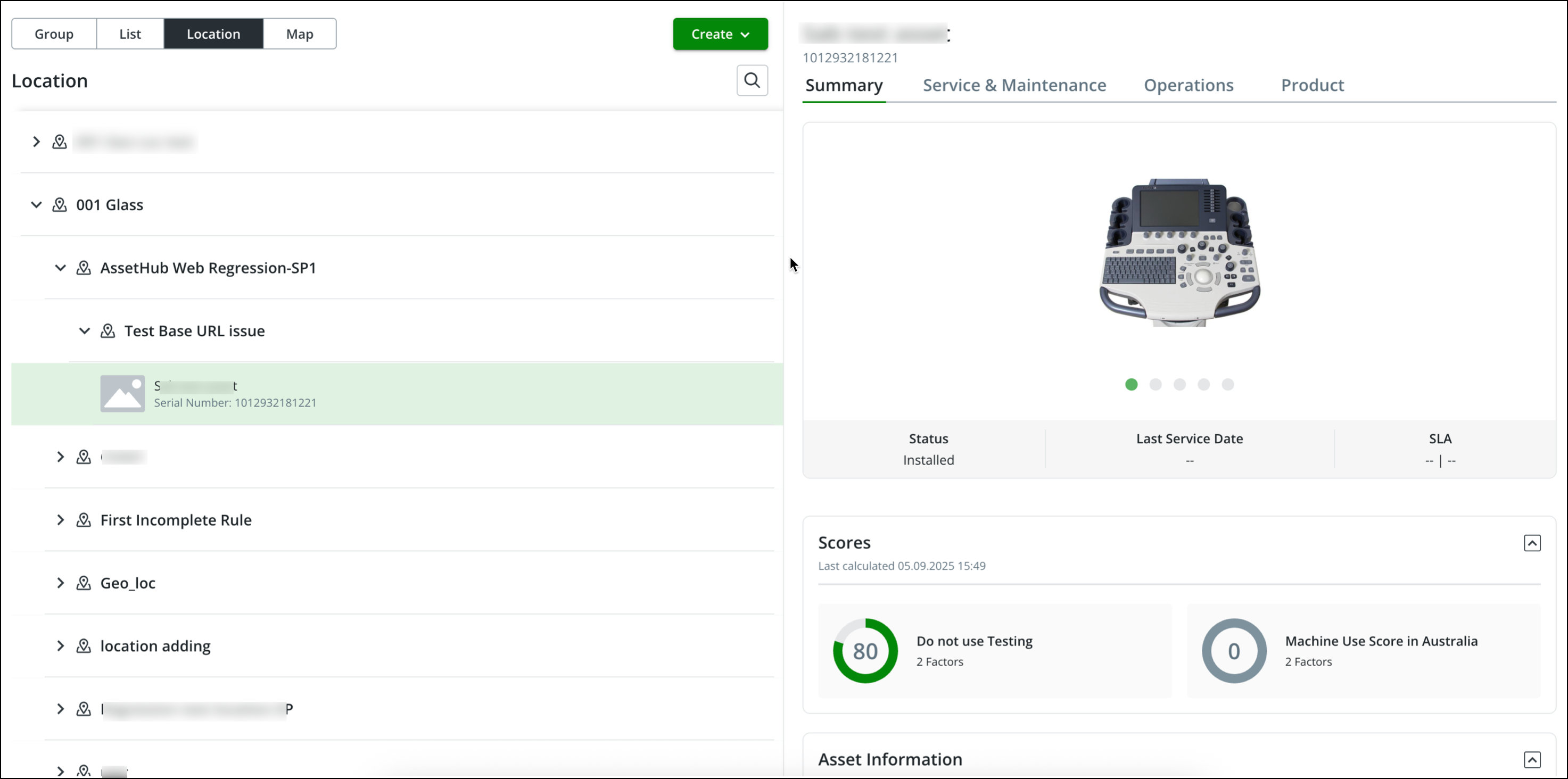 Asset Location View