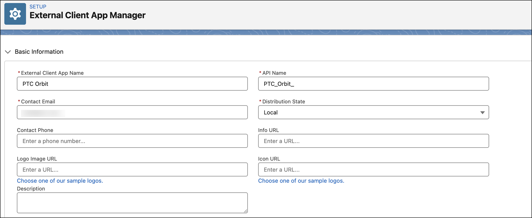 Create External Client App Page