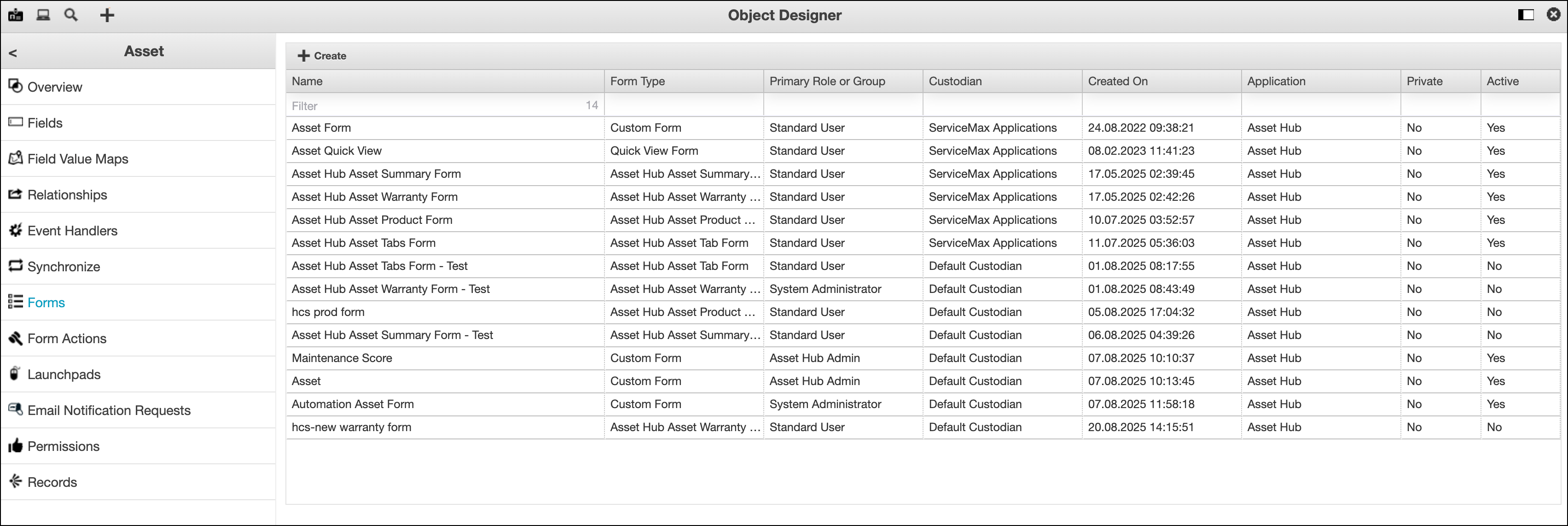 Forms List View