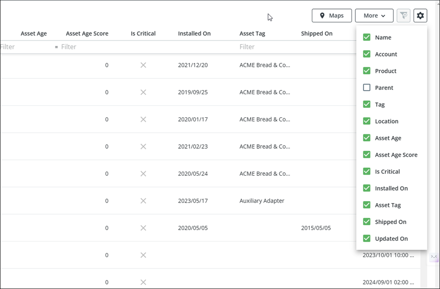 Select Asset Columns