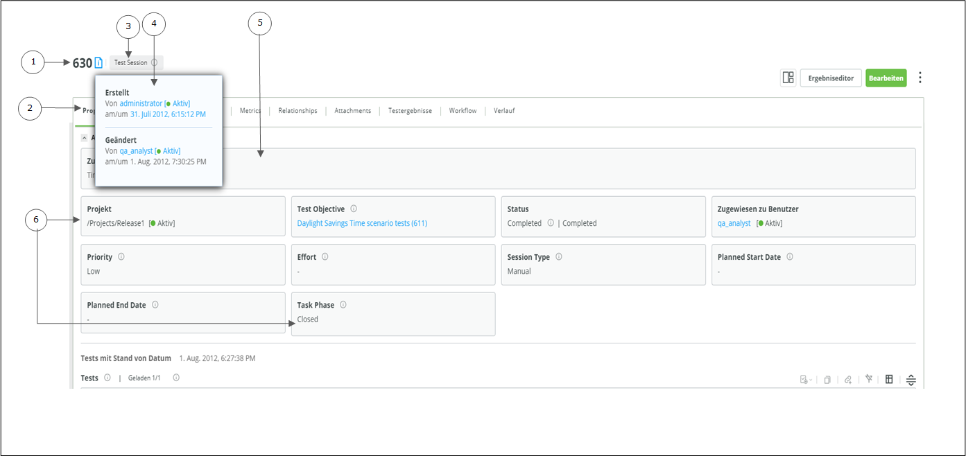 PTC RV&S – Startseite der Ansicht "Element"