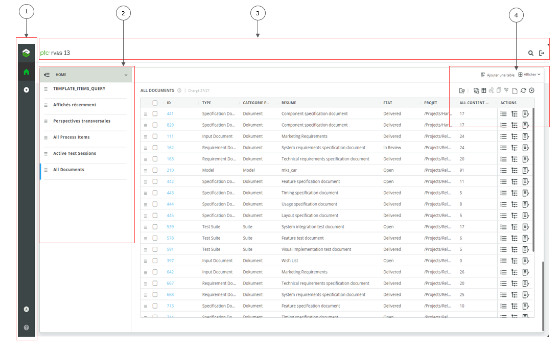 PTC RV&S - Page d'accueil de l'interface Web actualisée