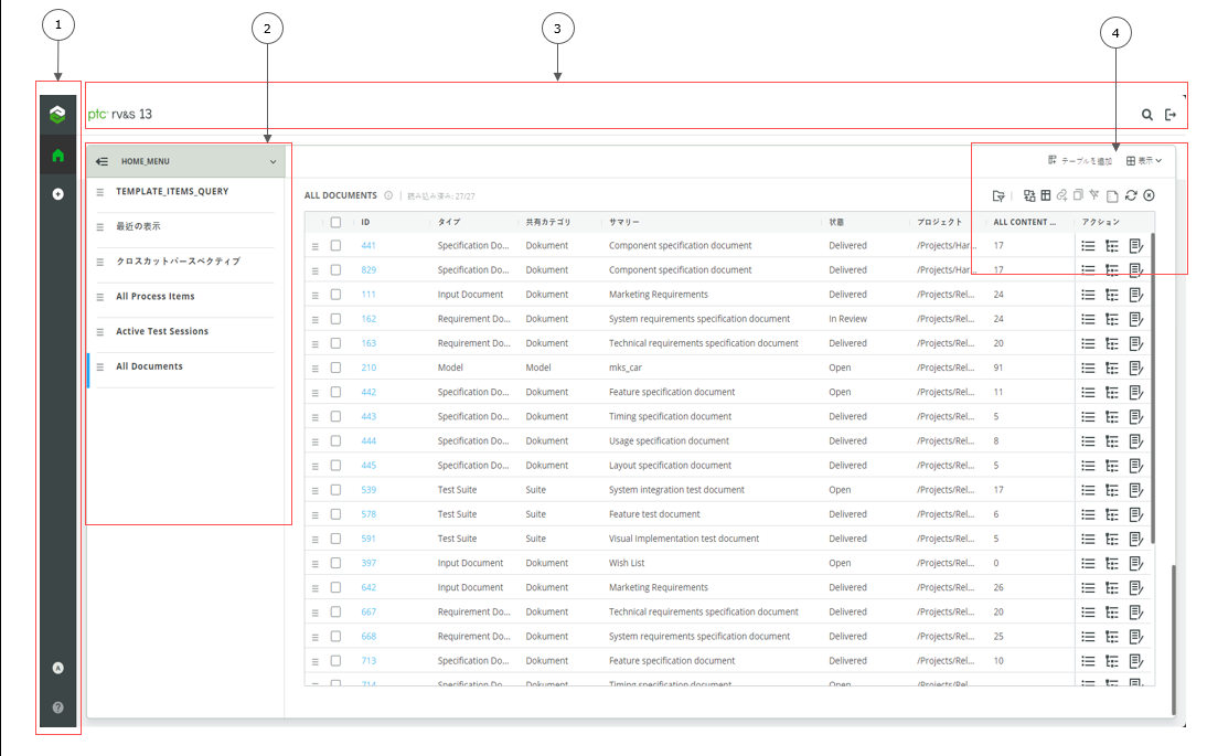 PTC RV&S の更新された Web インタフェースのホームページ PTC RV&S の更新された Web インタフェースのホームページ