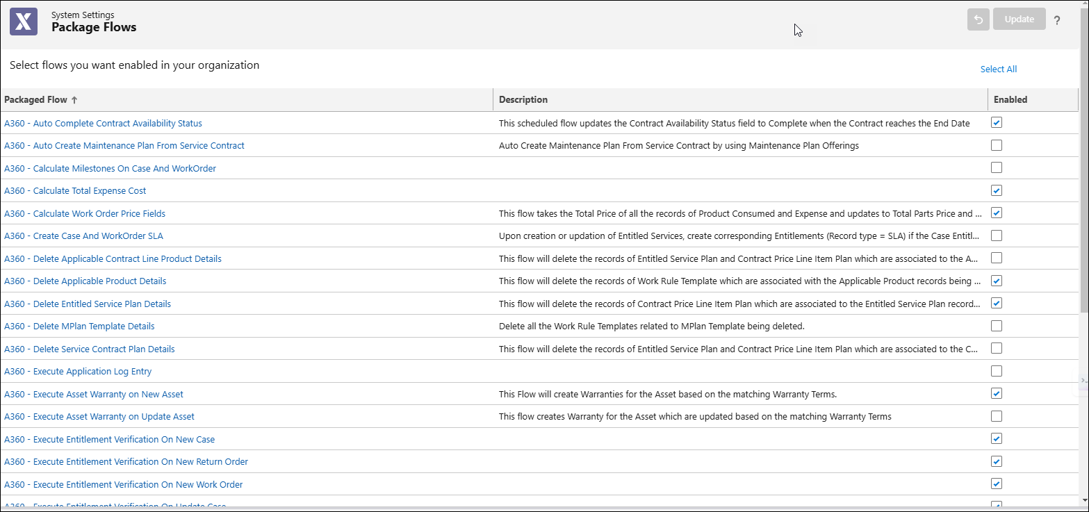 Packaged Flow Settings