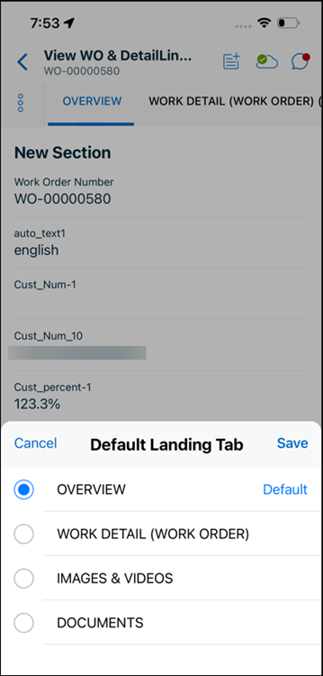 Default Landing Tab