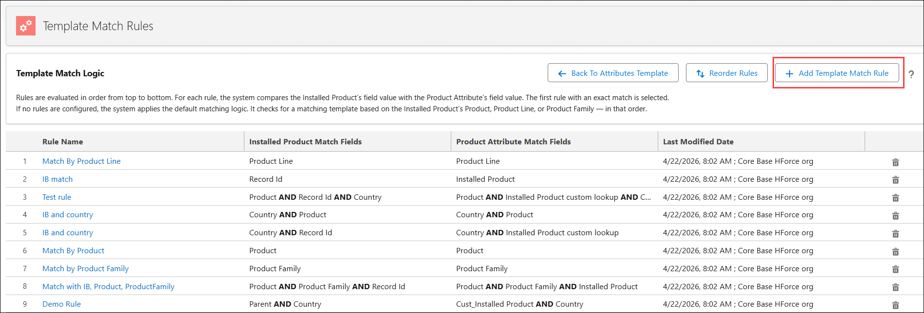 Add Template Match Rule Add Template Match Rule